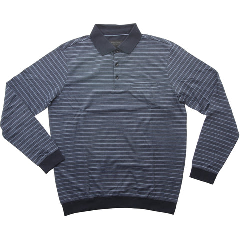 Roberto Jeans Nisa polo shirt m. lange ærmer og rib - x-size Polo 458 NAVY