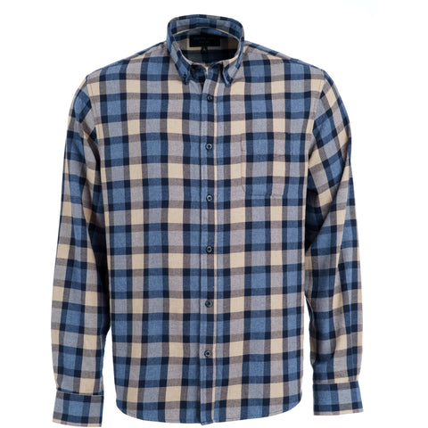 Roberto Jeans Serian flannel shirt - X-size Shirts 224 TAUPE/NAVY